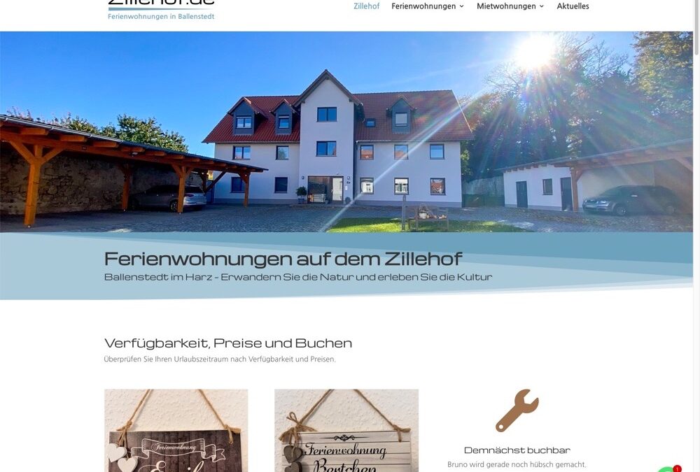Web­site Zillehof.de Ballenstedt